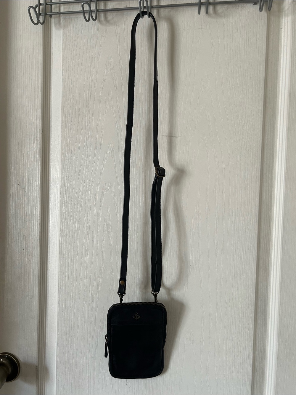 Harbour 2nd Benita Black Genuine Leather Crossbody Anchor Logo Phone Bag